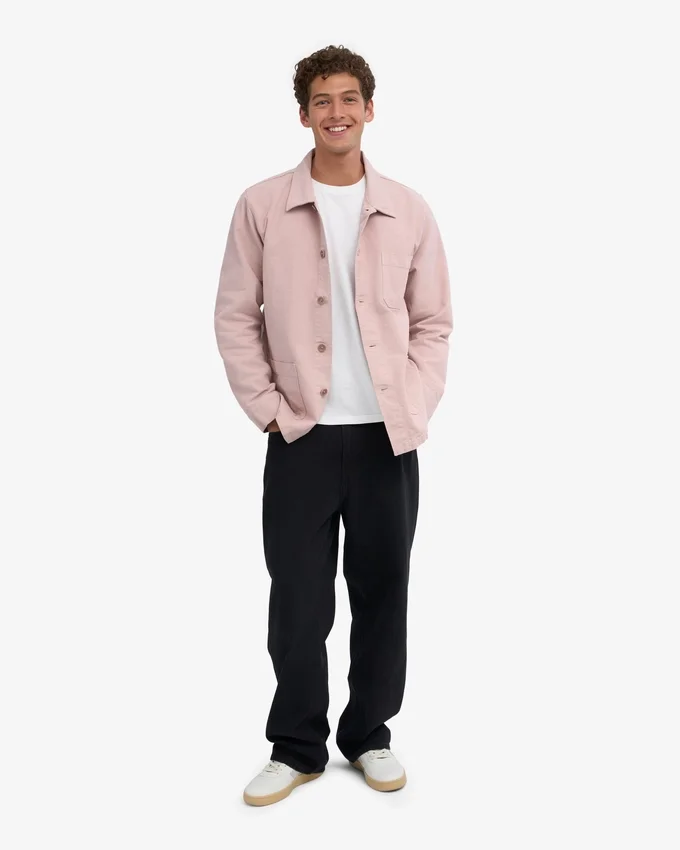 Arbetsjacka i ekologiskt tyg – blekt rosa