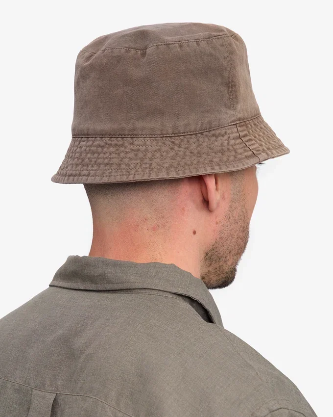 Buckethat i ekologisk bomull – blekt khaki