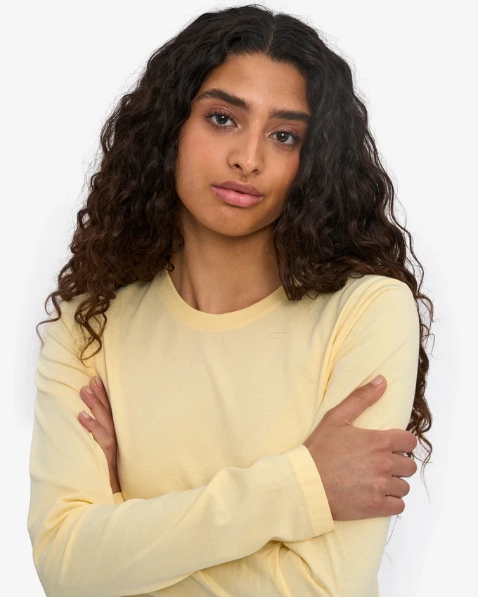 Dams ekologiska T-shirt med lång ärm – Soft Yellow