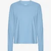 Dams T-shirt med lång ärm i ekologiskt bomull – Seaside Blue