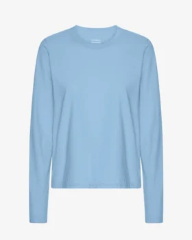 Dams T-shirt med lång ärm i ekologiskt bomull – Seaside Blue