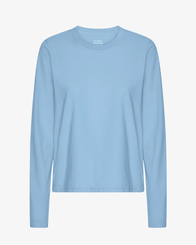 Dams T-shirt med lång ärm i ekologiskt bomull – Seaside Blue