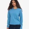 Dams T-shirt med lång ärm i ekologiskt bomull – Seaside Blue