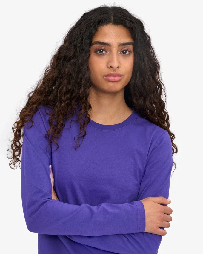 Dams T-shirt med lång ärm i ekologiskt bomull – Ultra Violet