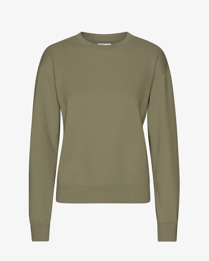 Damtröja Classic Organic Crew – dammig olivgrå