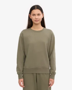 Damtröja Classic Organic Crew – dammig olivgrå