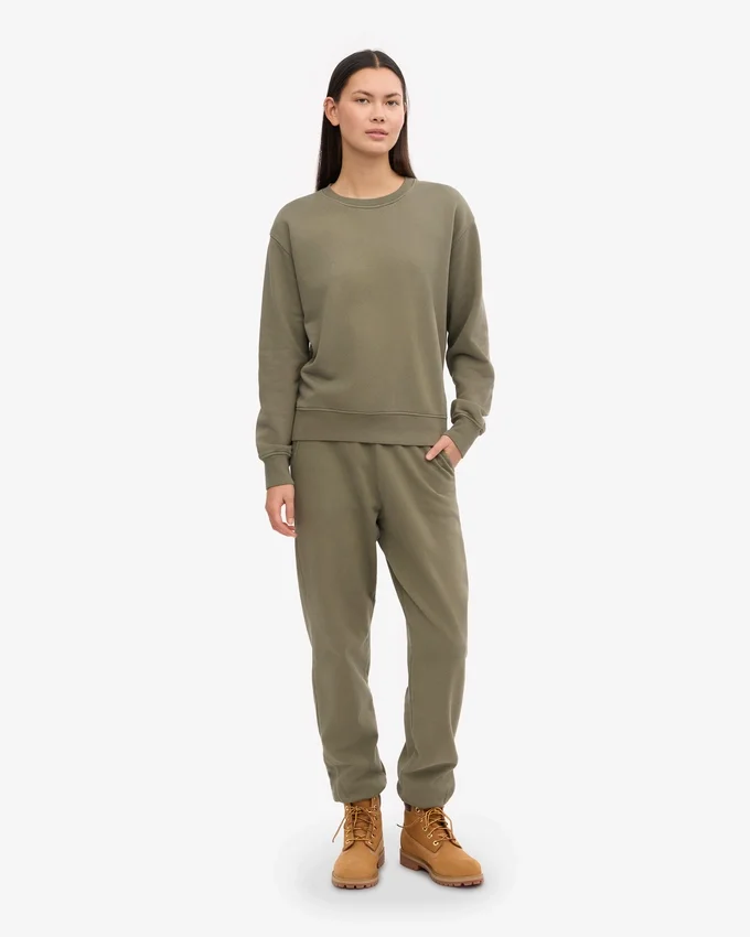 Damtröja Classic Organic Crew – dammig olivgrå