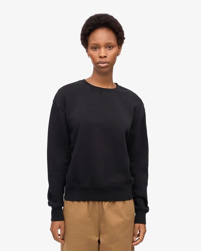 Damtröja Classic Organic Crew – djupsvart