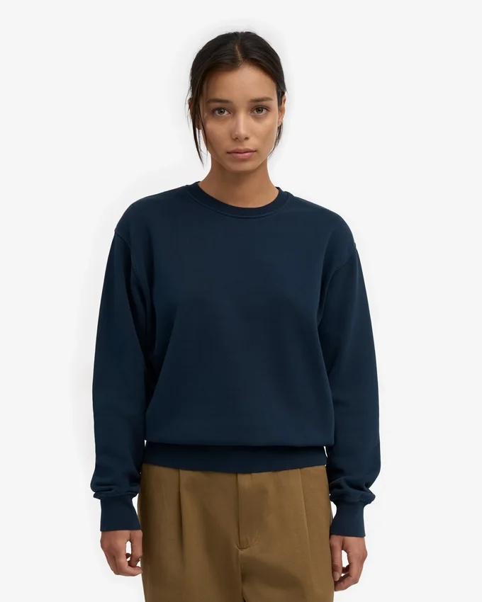 Damtröja Classic Organic Crew – marinblå