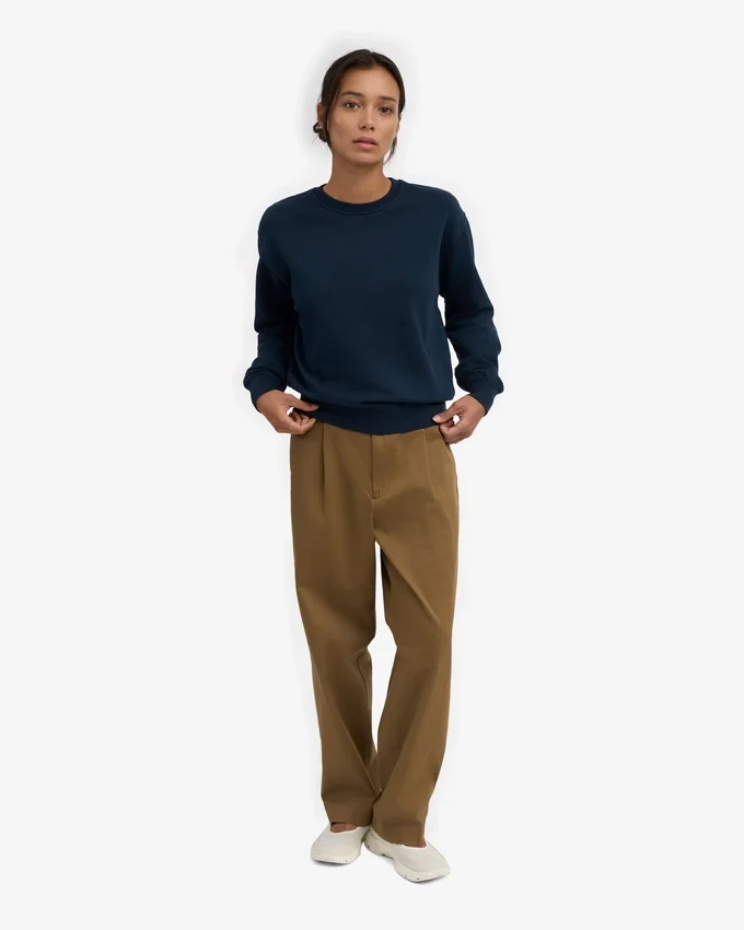 Damtröja Classic Organic Crew – marinblå
