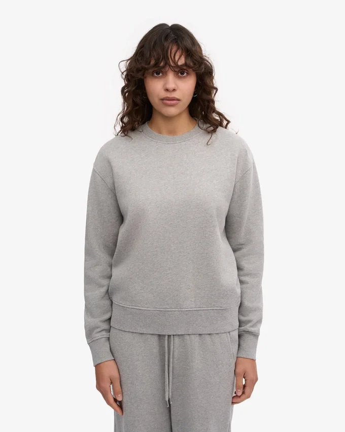 Damtröja Classic Organic Crew – melerad grå