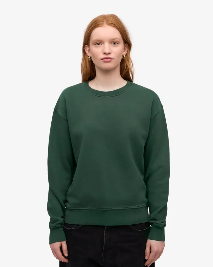 Damtröja Classic Organic Crew – smaragdgrön