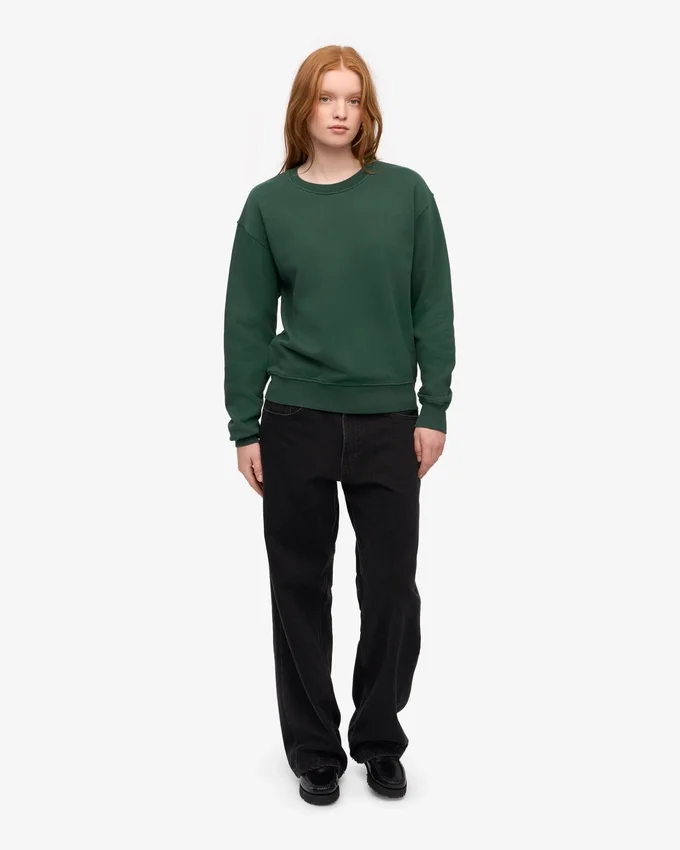 Damtröja Classic Organic Crew – smaragdgrön