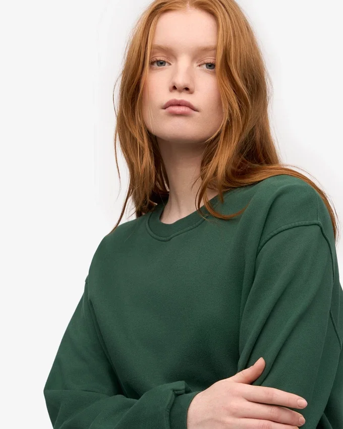 Damtröja Classic Organic Crew – smaragdgrön