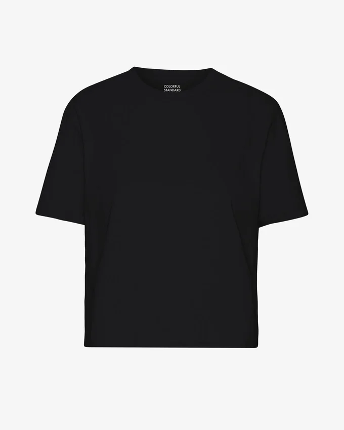 Ekologisk boxig crop-t-shirt – djupsvart