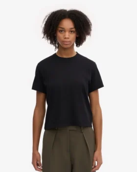 Ekologisk boxig crop-t-shirt – djupsvart