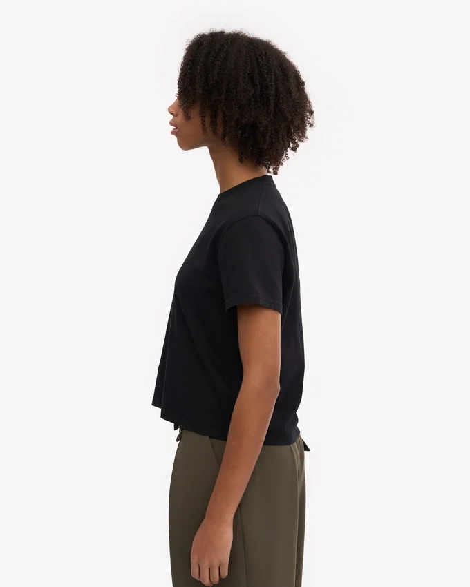 Ekologisk boxig crop-t-shirt – djupsvart