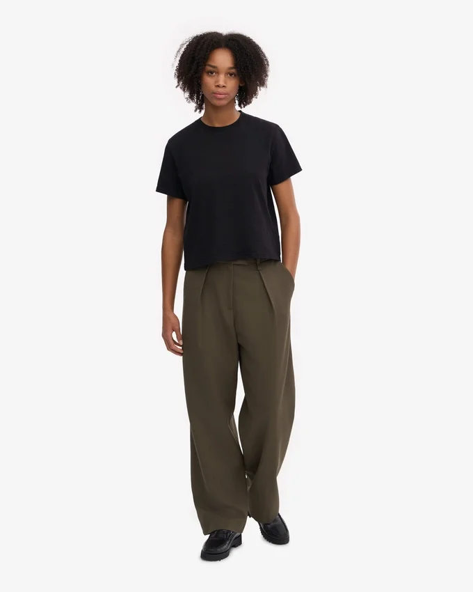 Ekologisk boxig crop-t-shirt – djupsvart