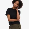 Ekologisk boxig crop-t-shirt – djupsvart