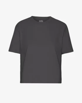 Ekologisk boxig crop-T-shirt – lavagrå