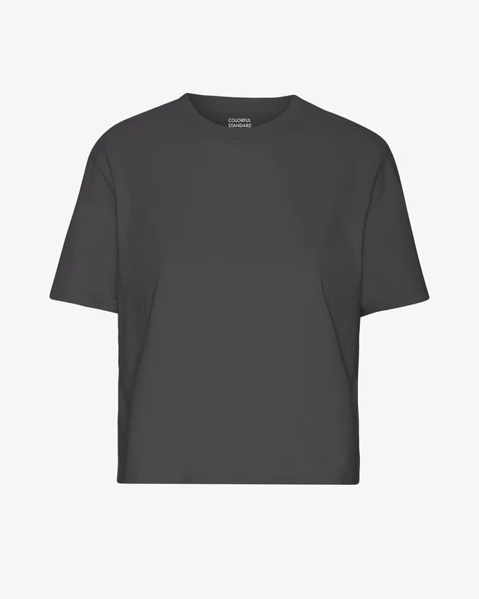 Ekologisk boxig crop-T-shirt – lavagrå