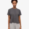 Ekologisk boxig crop-T-shirt – lavagrå