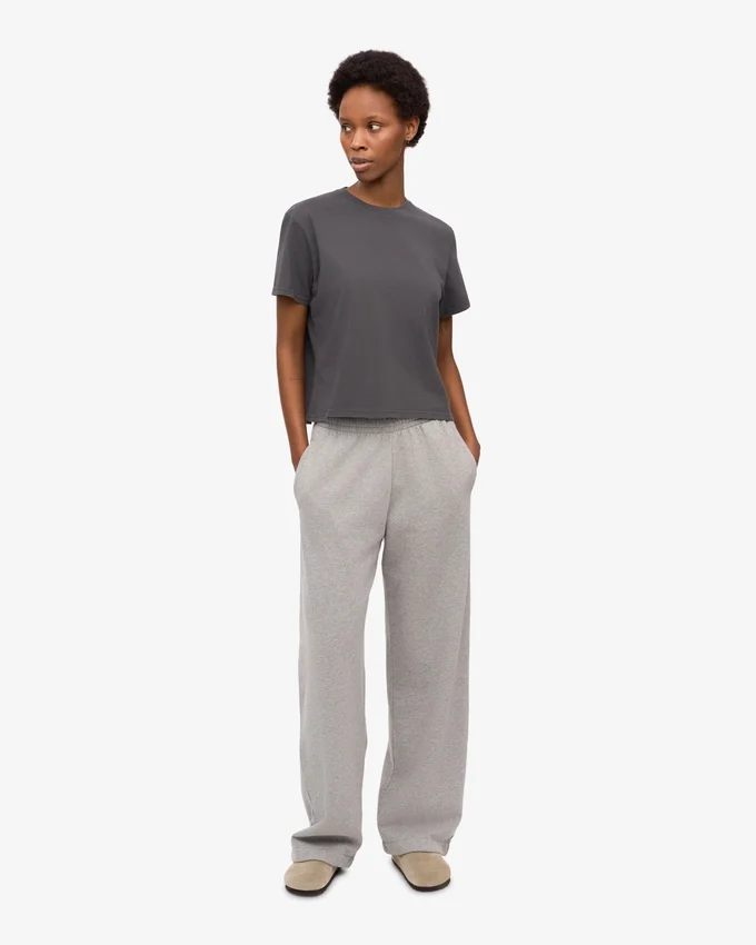 Ekologisk boxig crop-T-shirt – lavagrå