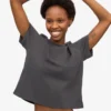 Ekologisk boxig crop-T-shirt – lavagrå