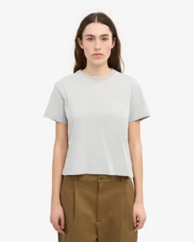 Ekologisk boxig crop-top – blekt grå
