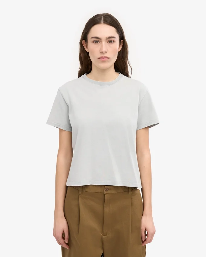 Ekologisk boxig crop-top – blekt grå