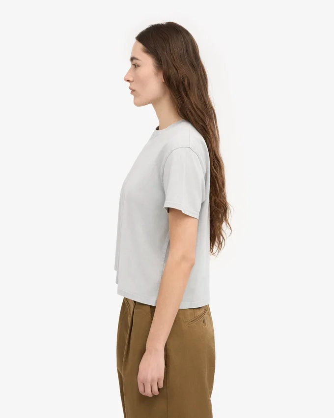 Ekologisk boxig crop-top – blekt grå