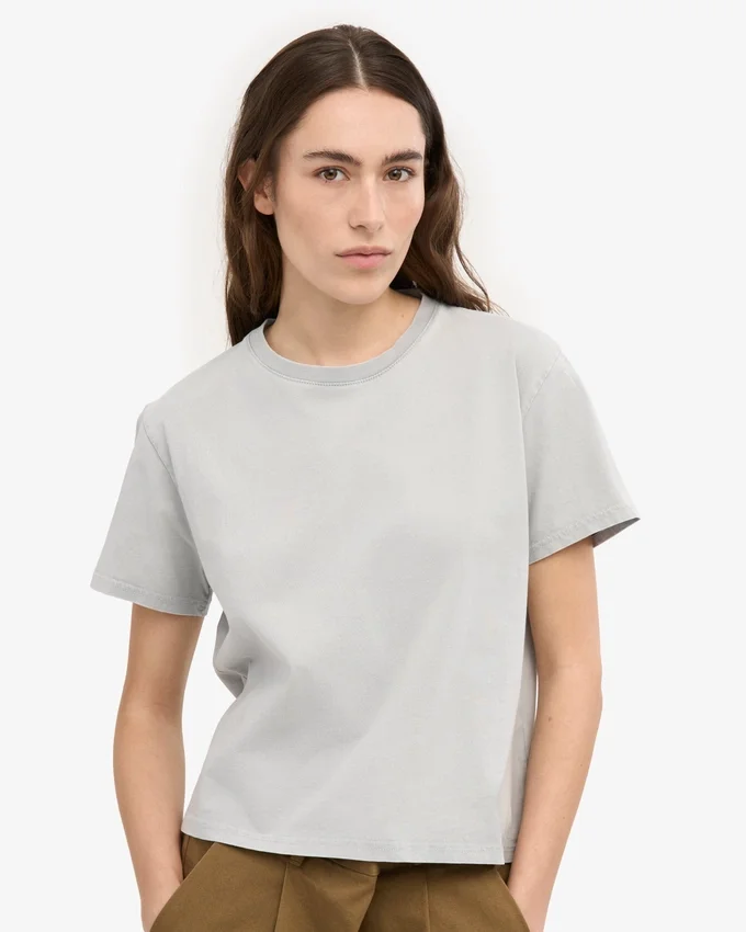 Ekologisk boxig crop-top – blekt grå