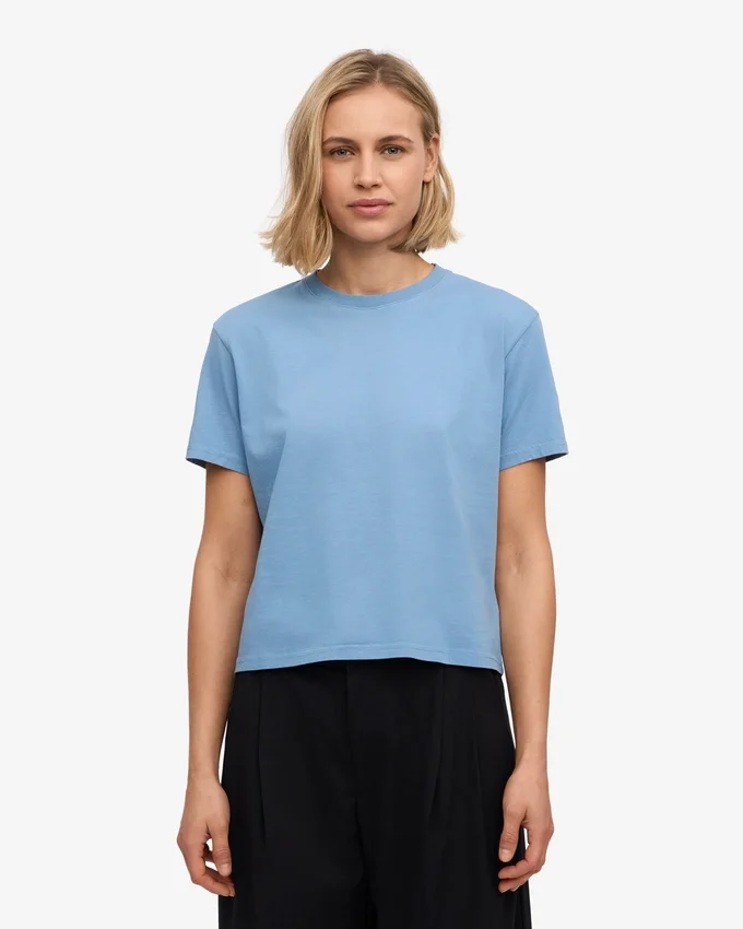 Ekologisk boxig crop-top – Seaside Blue