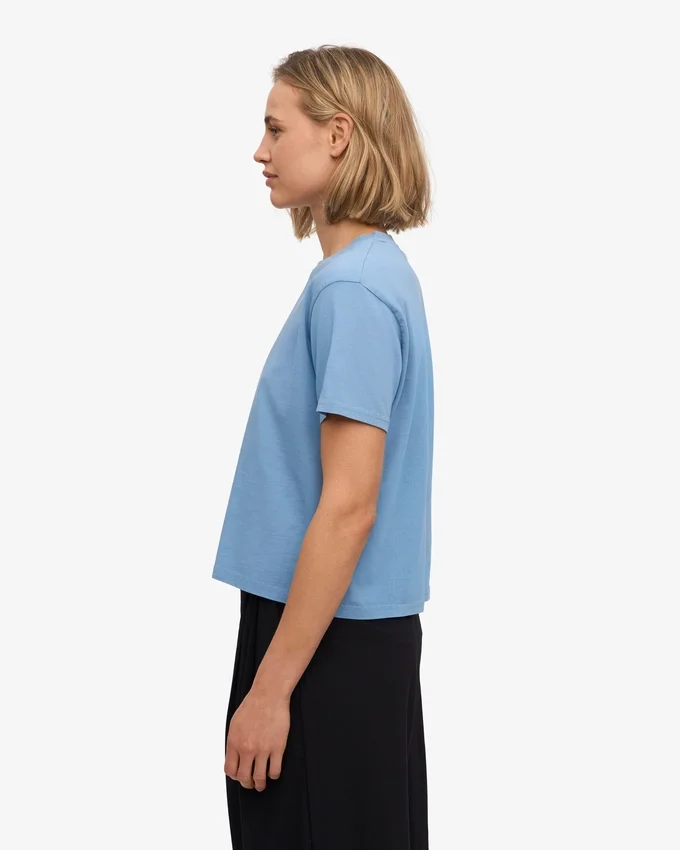 Ekologisk boxig crop-top – Seaside Blue