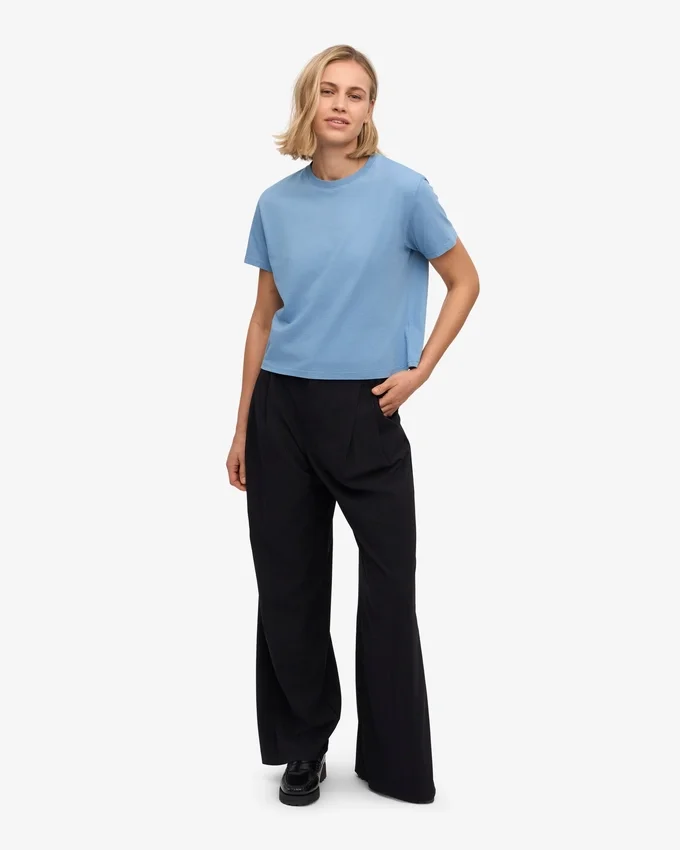 Ekologisk boxig crop-top – Seaside Blue