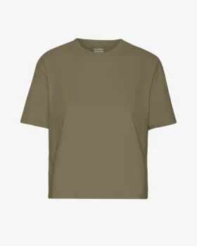 Ekologisk boxig kort T-shirt – Dusty Olive