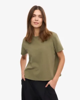 Ekologisk boxig kort T-shirt – Dusty Olive