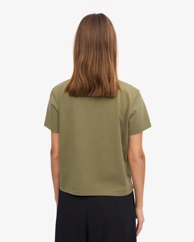 Ekologisk boxig kort T-shirt – Dusty Olive