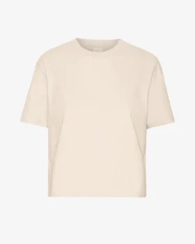 Ekologisk boxig kort T-shirt – elfenbensvit