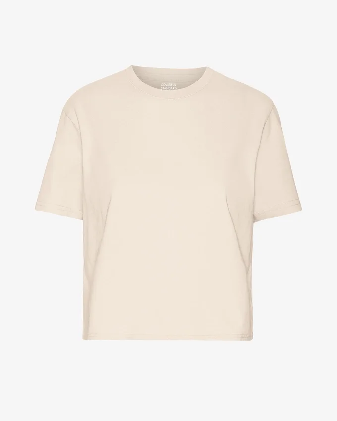 Ekologisk boxig kort T-shirt – elfenbensvit