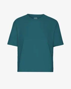 Ekologisk boxig kort T-shirt – havsgrön