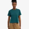 Ekologisk boxig kort T-shirt – havsgrön