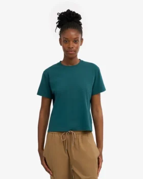 Ekologisk boxig kort T-shirt – havsgrön