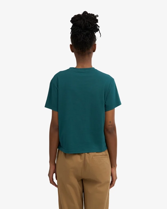 Ekologisk boxig kort T-shirt – havsgrön