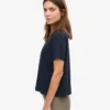 Ekologisk boxig kort T-shirt – marinblå