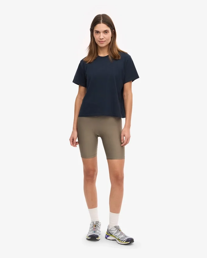 Ekologisk boxig kort T-shirt – marinblå