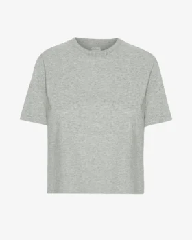 Ekologisk boxig kort T-shirt – melerad grå