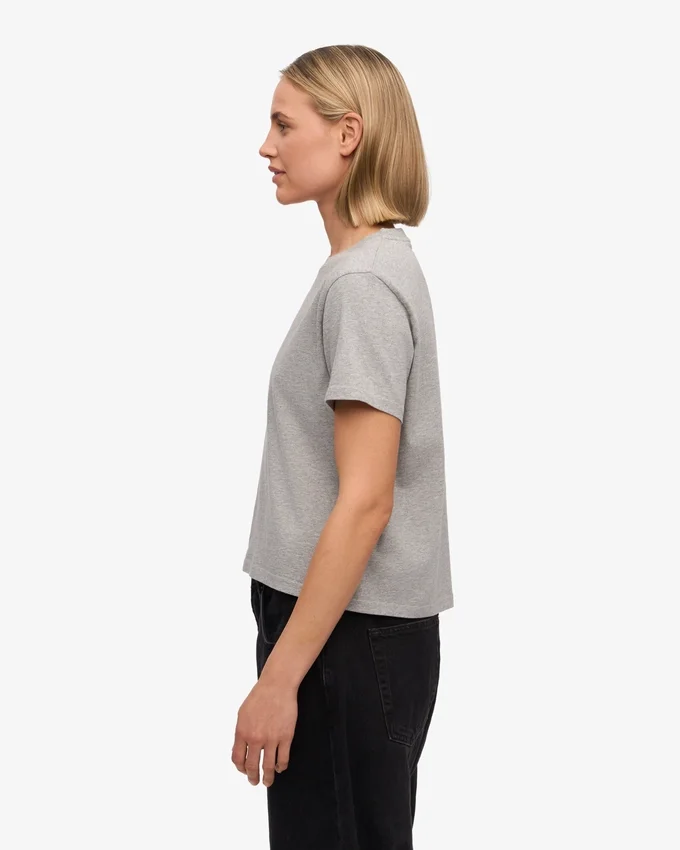 Ekologisk boxig kort T-shirt – melerad grå