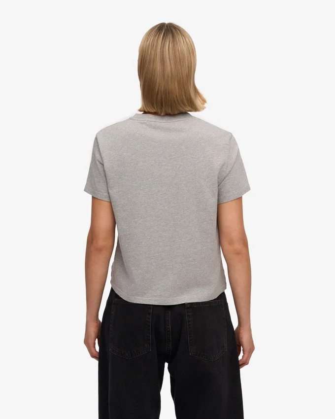 Ekologisk boxig kort T-shirt – melerad grå