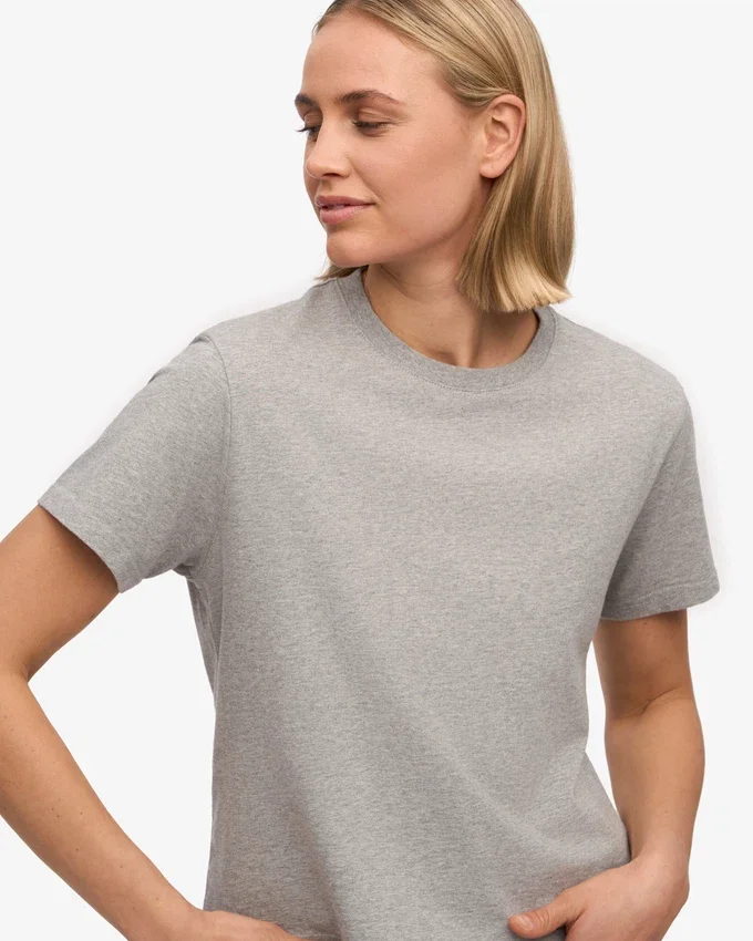 Ekologisk boxig kort T-shirt – melerad grå